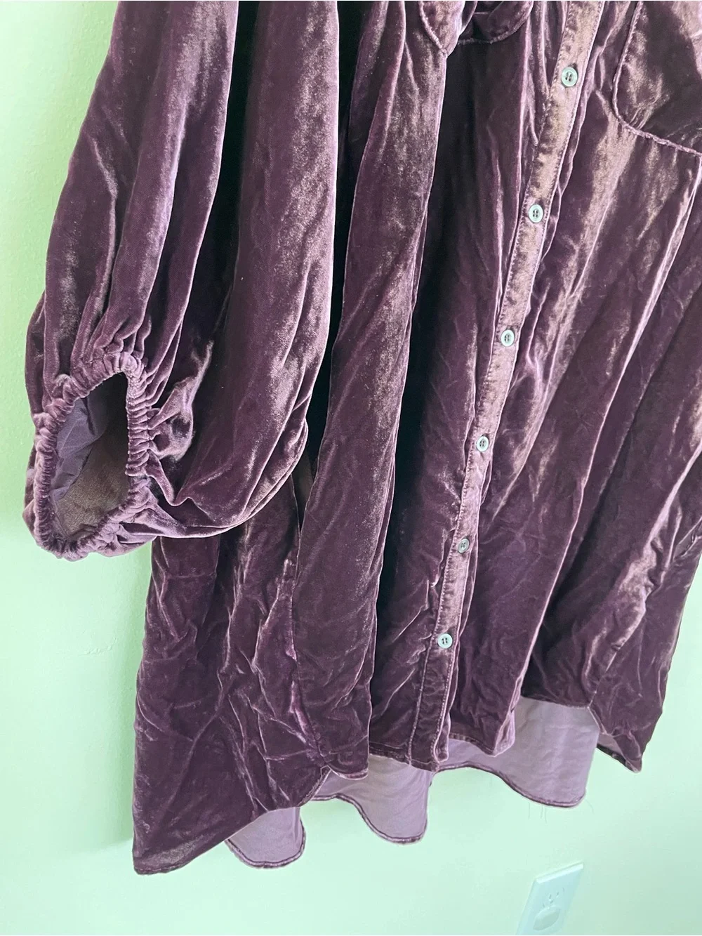 Free People Lux Velvet Shirtdress Deep Purple S Small Whimsigoth Dark Romance